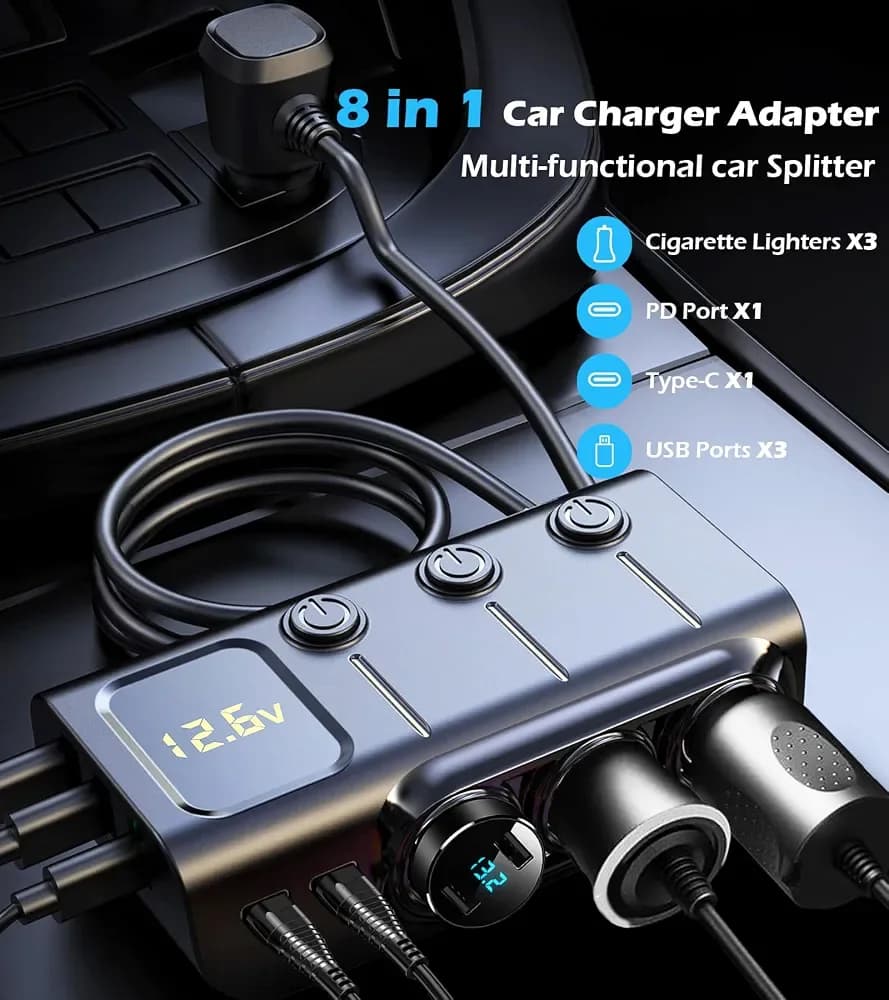 ⚡ Earldom CS4 120W Multi-Port In-Car Charger Splitter 🚗💨