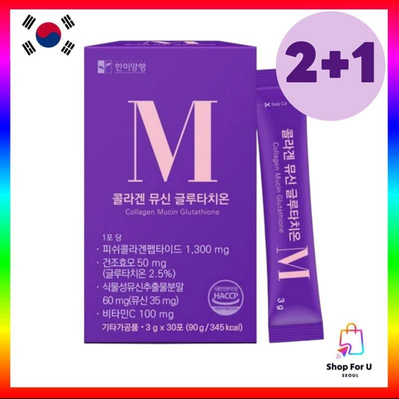 💜 Hanmi Natural Nutrition M Collagen Mucin Glutathione 3g x 30 Sticks